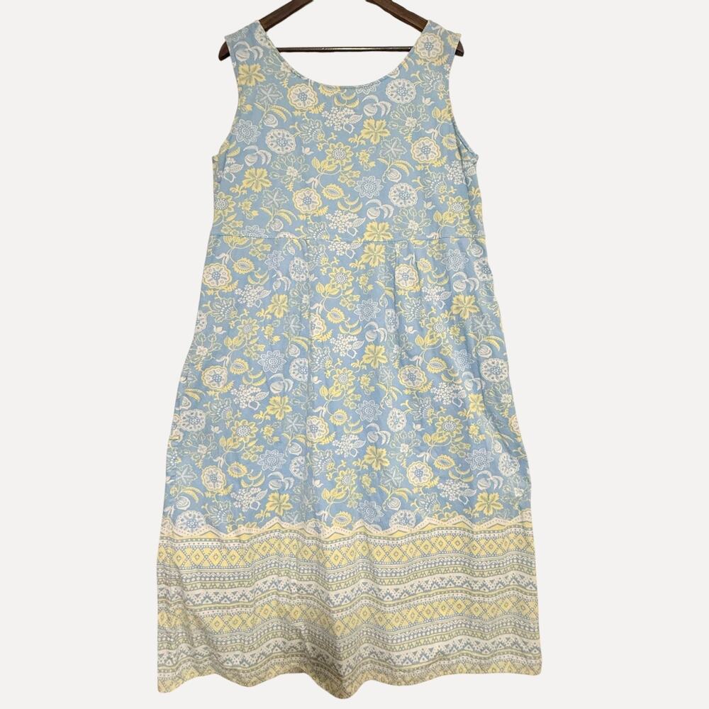 Lanz of Salzburg SIZE 1x Floral Cottagecore Midi Dress Womens Plus Blue Yellow